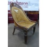 A George IV mahogany, rosewood and fabric upholstered chair, manner of Gillows, Lancaster