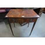 An Edward VII mahogany single drawer bow front side table