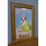 A Sunlight Soap advertising print, framed