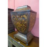 An 18th Century Dutch mahogany and floral marquetry inlaid bombe shaped wine cooler