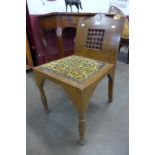 An Arts and Crafts Moorish style inlaid beech stool