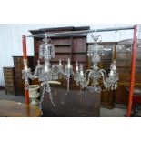 Two Victorian glass chandeliers (only partially assembled in saleroom)