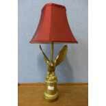 A gilt metal eagle table lamp