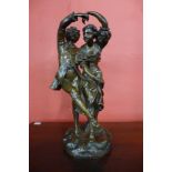 A French bronze figure of lovers