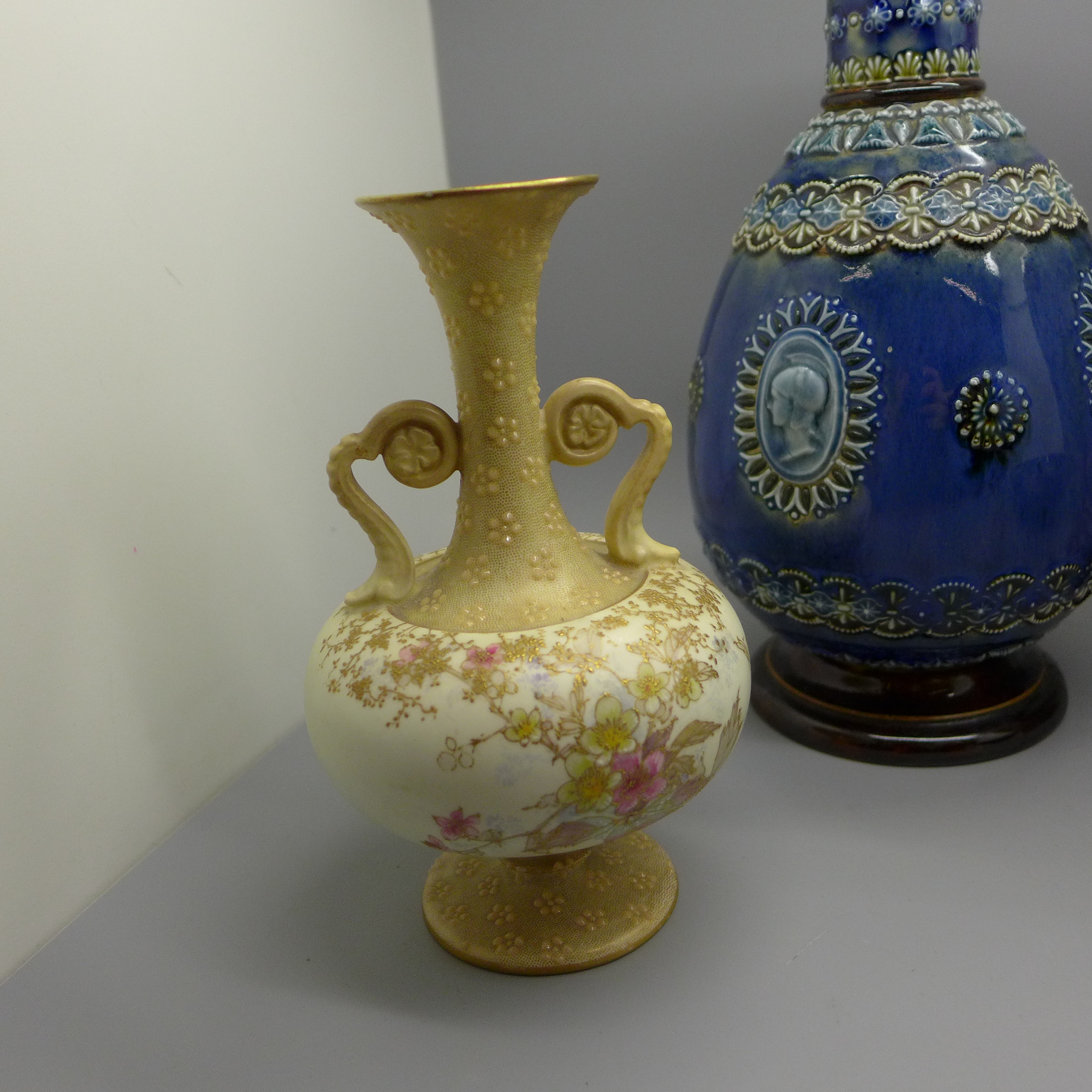 A Doulton Lambeth stoneware vase, a Doulton Burslem vase, a Moorcroft small bowl, all a/f and an - Image 2 of 13