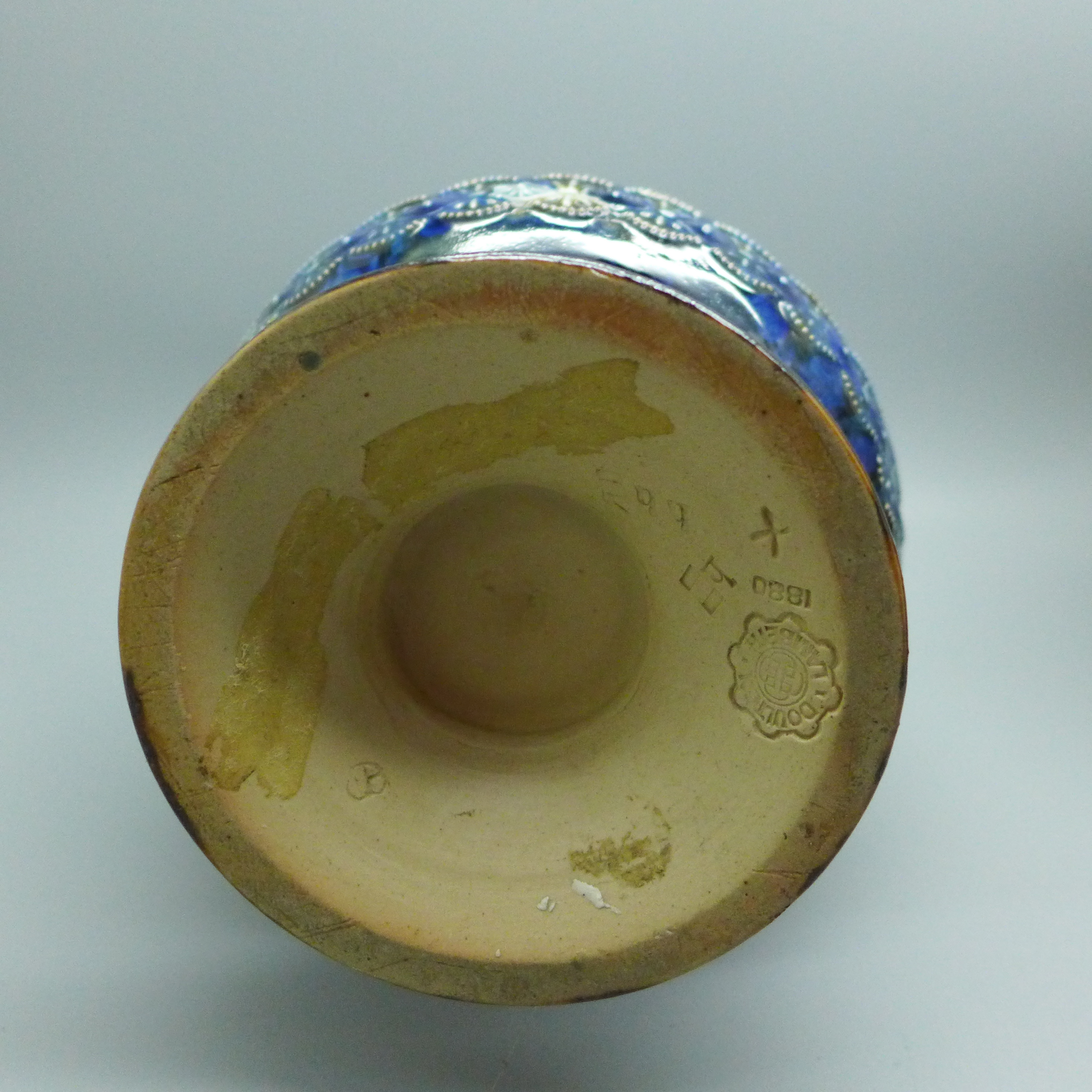 A Doulton Lambeth stoneware vase, a Doulton Burslem vase, a Moorcroft small bowl, all a/f and an - Image 13 of 13