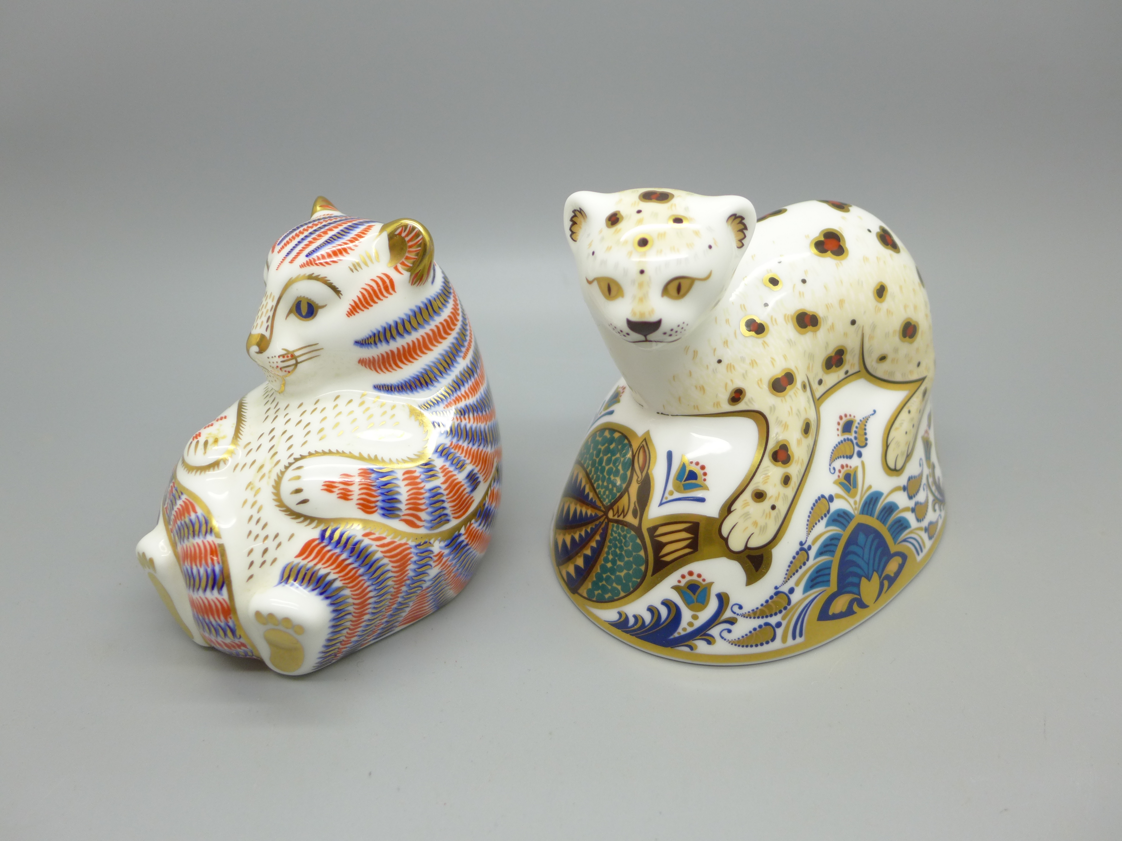 Two Royal Crown Derby paperweights - Leopard Cub, specially commissioned limited edition for