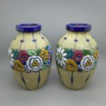 A pair of Amphora vases, 20cm