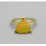 A 9ct gold and Ethiopian opal ring, with certificate, 1.8g, M