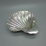 A Victorian silver shell shaped dish, London 1892, 180g