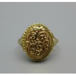 A 9ct gold poison ring, 2.4g, M