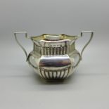 A silver two-handled hexagonal bowl with gilt interior, Birmingham 1899, 128g