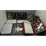 Five The Royal Mint UK Proof Coin Collections, 1991, '97, '98, '99 and 2004