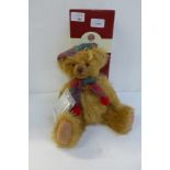 A Kingsley jointed mohair bear, made in Wales for Past Times, limited edition with certificate,