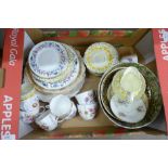 A box of mixed china, Paragon, Crown Derby, Wedgwood, Spode, etc. **PLEASE NOTE THIS LOT IS NOT