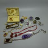 Scottish and other brooches and plated jewellery