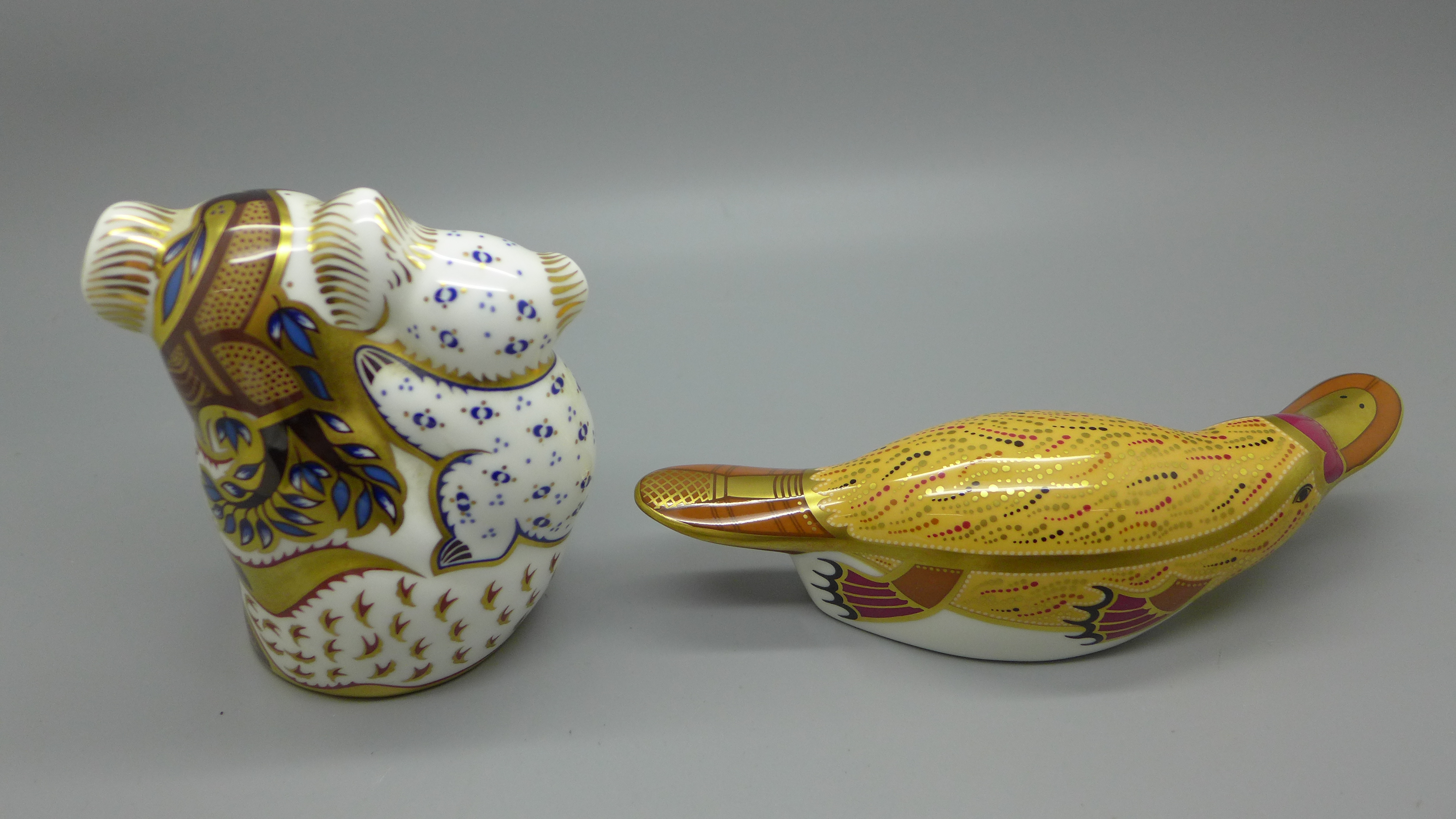 Two Royal Crown Derby paperweights - Australian Collection, Koala and Baby and Duck Billed - Image 2 of 3