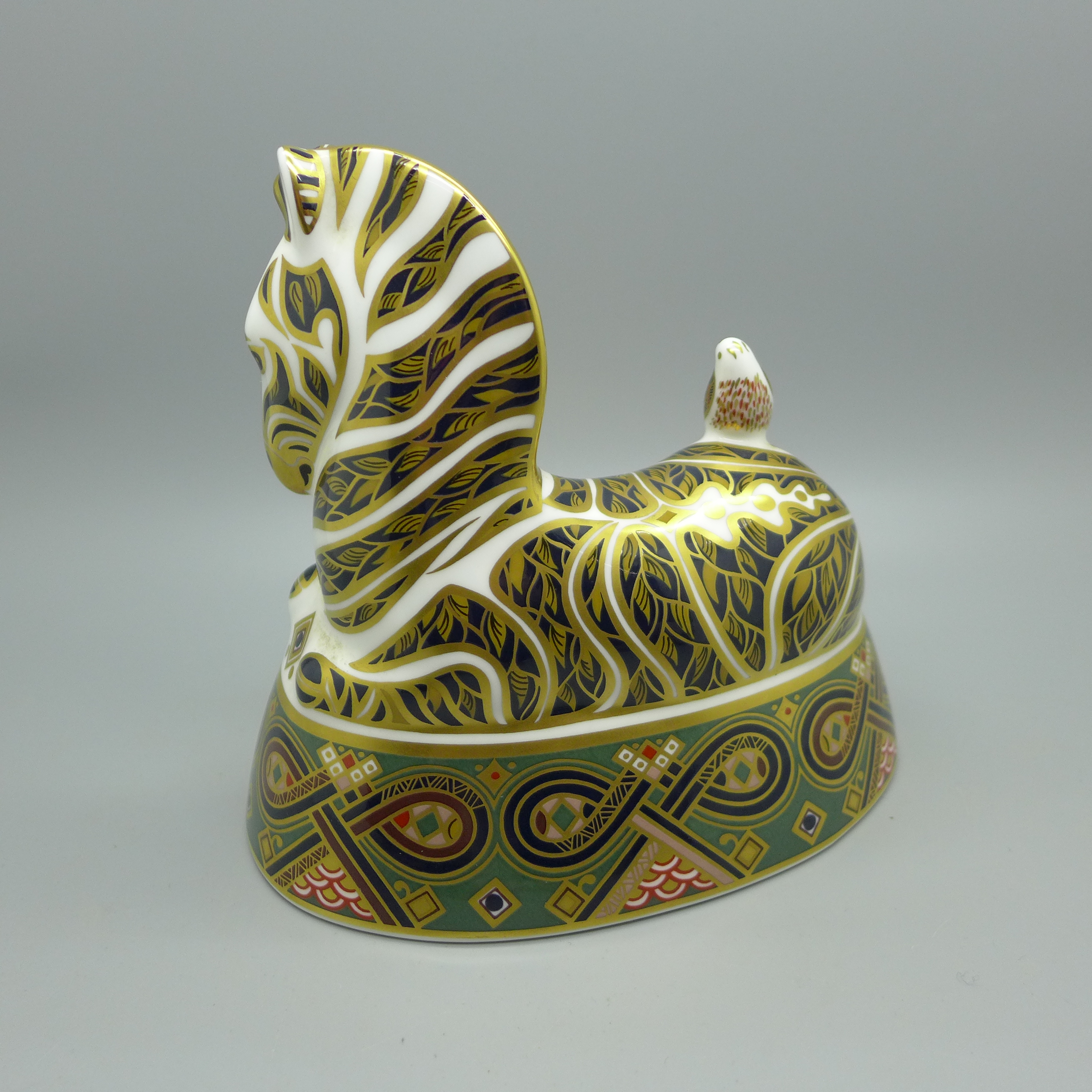 A Royal Crown Derby Zebra paperweight with gold stopper and original box - Image 2 of 3