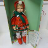 A Lenci felt doll made in Italy, Christmas Ice Skater, in original box with certificate
