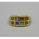 A silver gilt and Tanzanian rainbow sapphire ring, with certificate, L