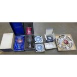 A collection of Wedgwood including three boxed cathedral goblets, Jasperware, plates, etc. **