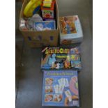 A box of mainly girl's games, Play-Doh, Snack Bar, Fashion Wheel, Pre-School toys, etc.