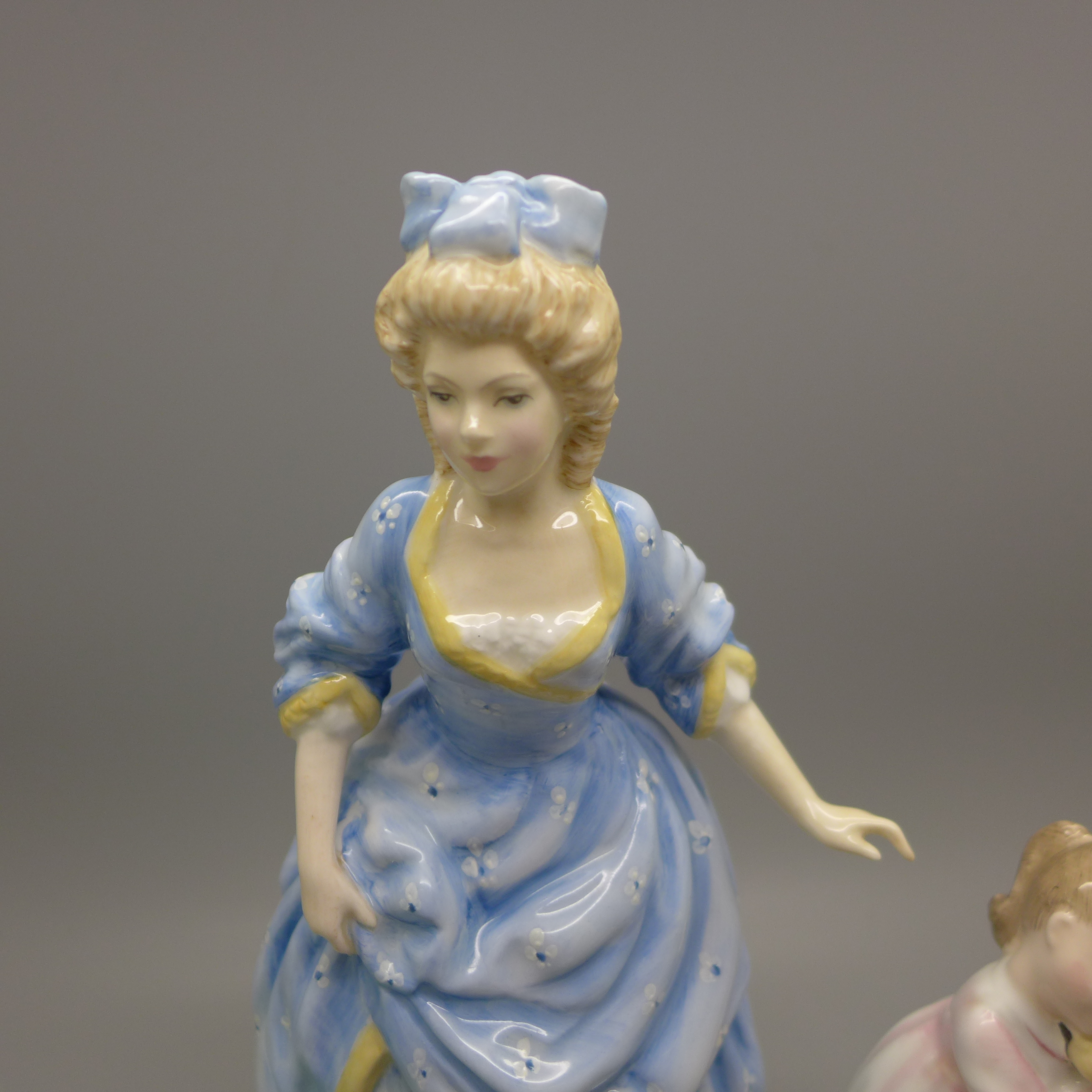 Two Royal Doulton figures, a Coalport figure and a Royal Crown Derby Teddy bear paperweight - Image 2 of 5