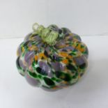 A blown glass colourful pumpkin