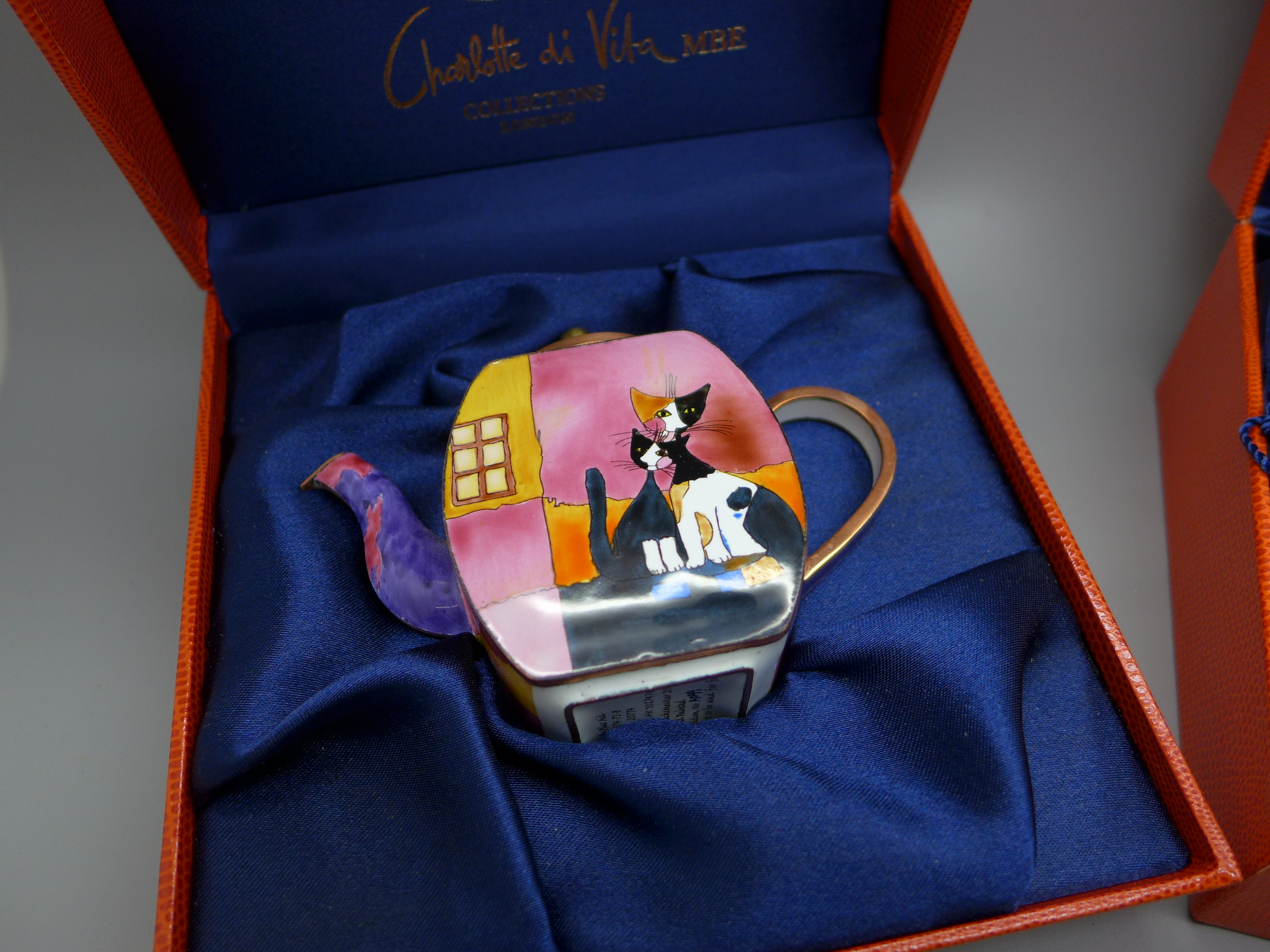 A Charlotte di Vita miniature teapot, cup and saucer, both designed by Rosina Wachtmeister, with - Image 2 of 5