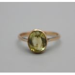 A 9ct gold and citrine solitaire ring, 1.6g, N