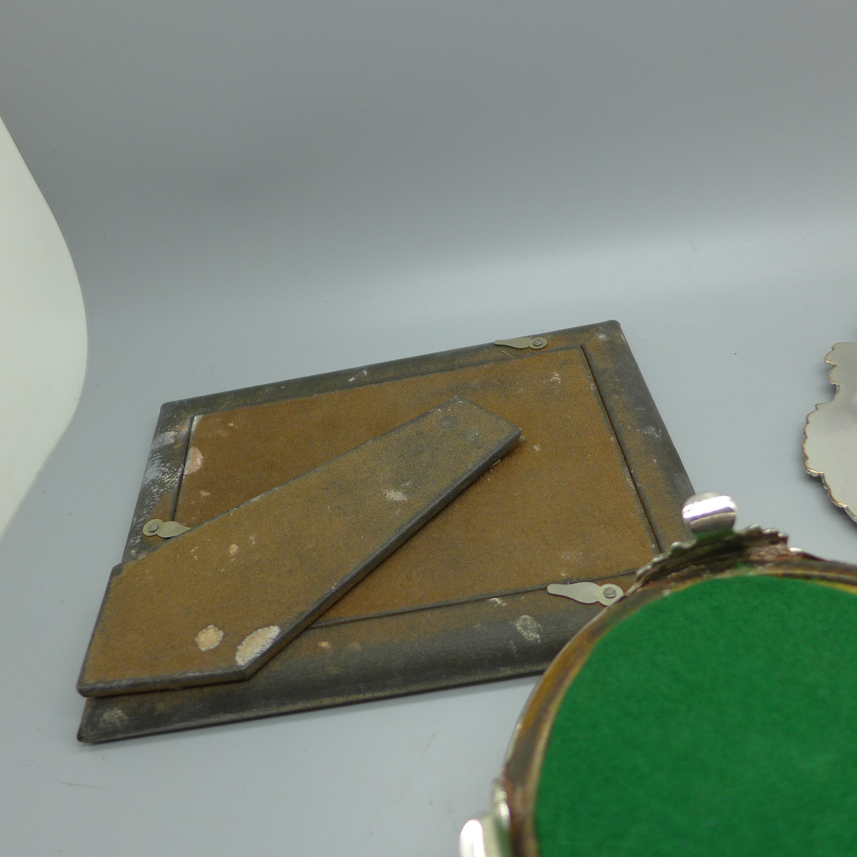 A 19th Century plated wine coaster with silver centre, a plated wine coaster and a plated photograph - Image 4 of 4