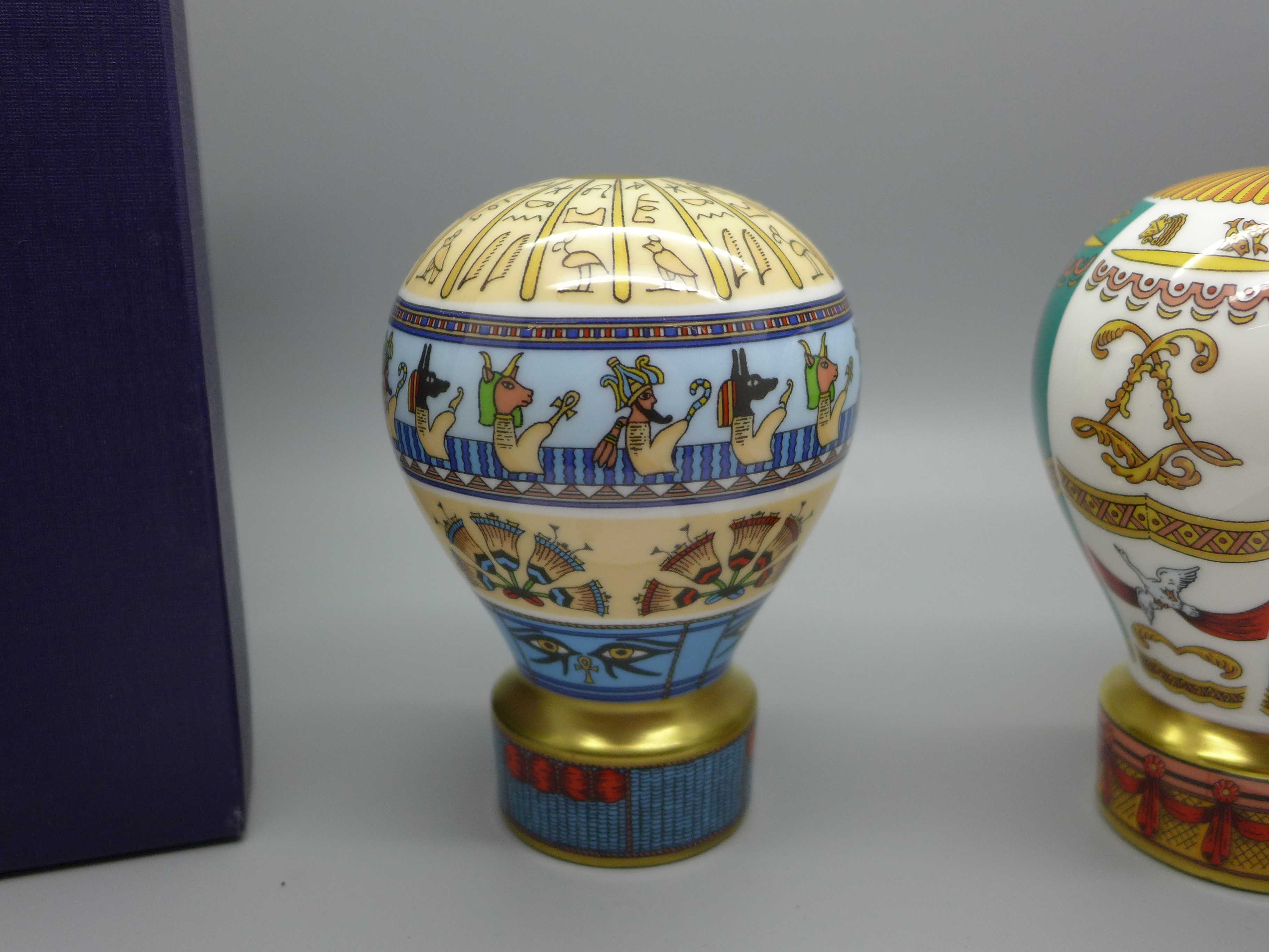 Two Royal Worcester Hot Air Balloon Candle Snuffers - Up Up and Away Collection, Zodiac and Egypt, - Image 2 of 6