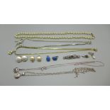 Jewellery including a silver brooch