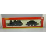 A Hornby OO gauge locomotive and tender, R2828 GWR Dean Single 4-2-2, boxed