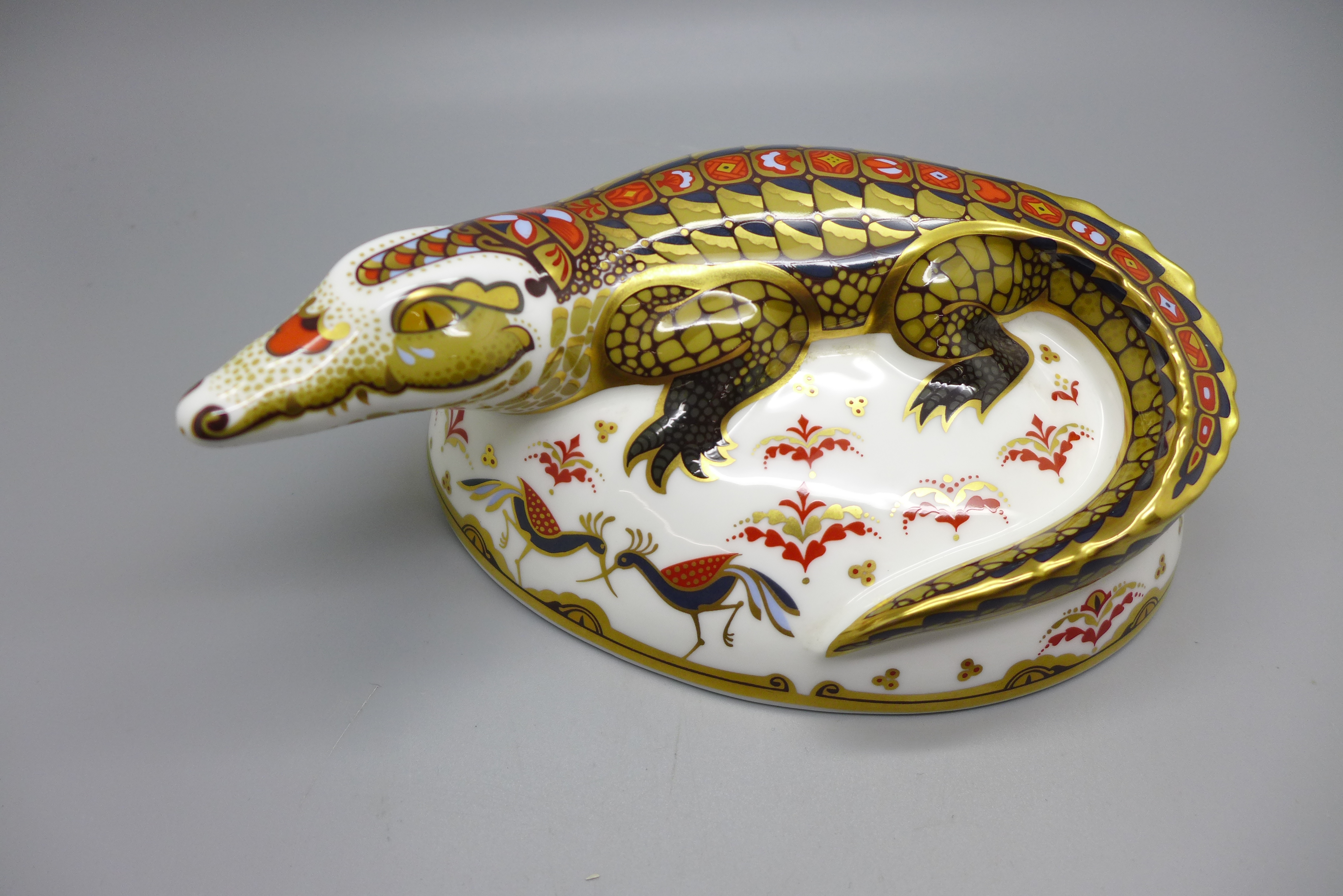 Three Royal Crown Derby paperweights - Crocodile, a gold signature edition commissioned by The Guild - Image 5 of 6