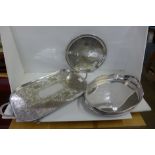 Three silver plated trays **PLEASE NOTE THIS LOT IS NOT ELIGIBLE FOR POSTING AND PACKING**