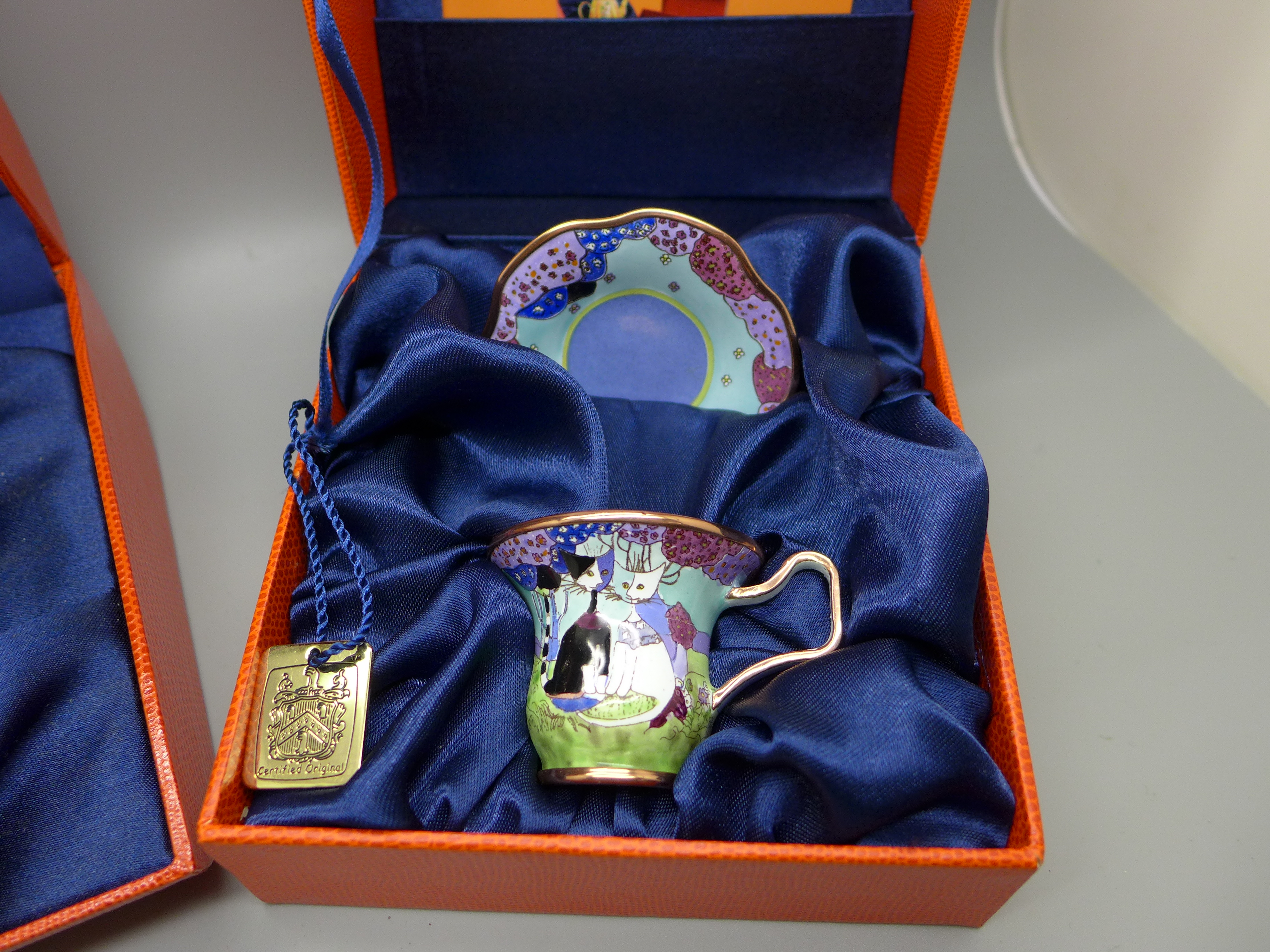 A Charlotte di Vita miniature teapot, cup and saucer, both designed by Rosina Wachtmeister, with - Image 3 of 5