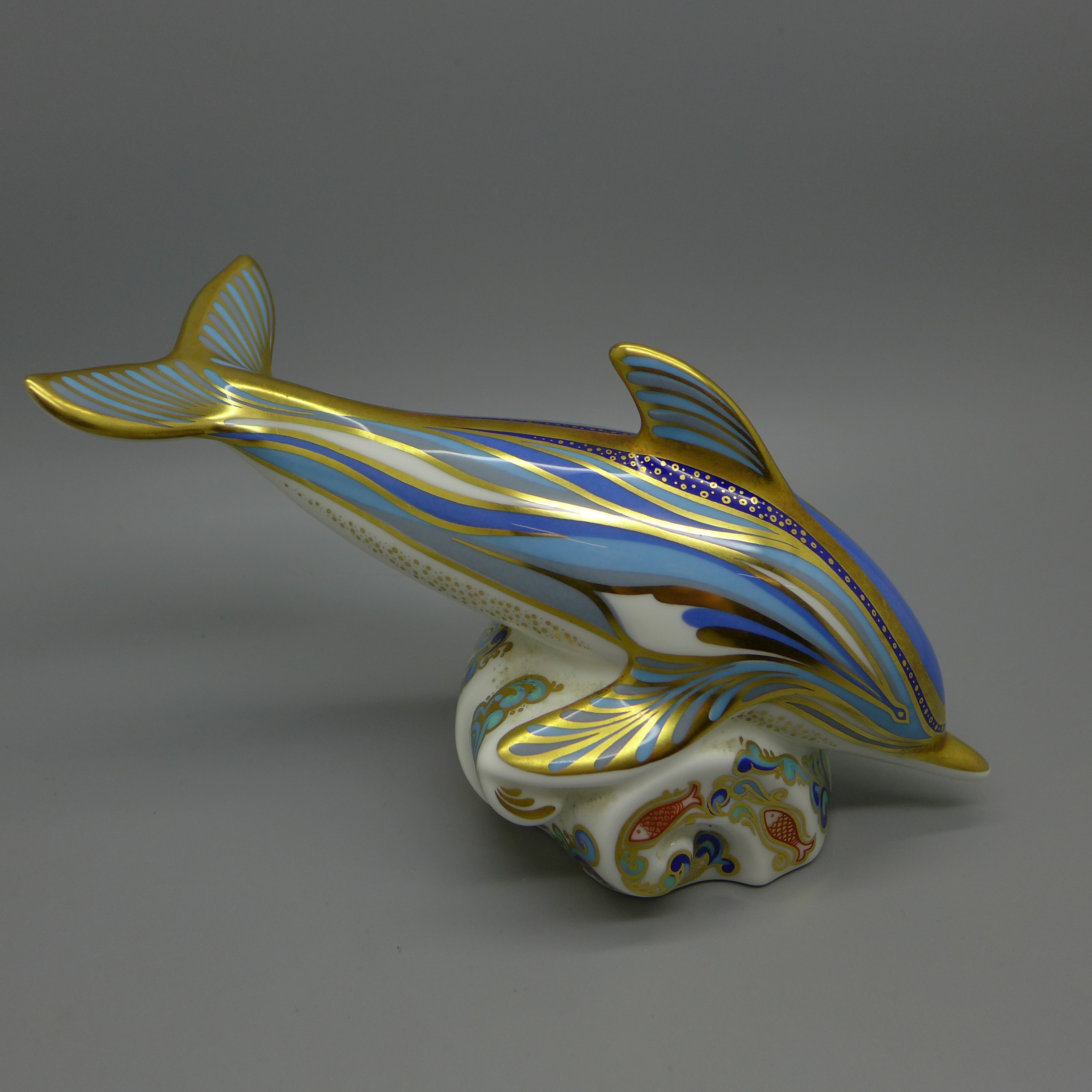 A Royal Crown Derby paperweight - Striped Dolphin, Gold Signature Limited Edition of 1500, - Image 2 of 3