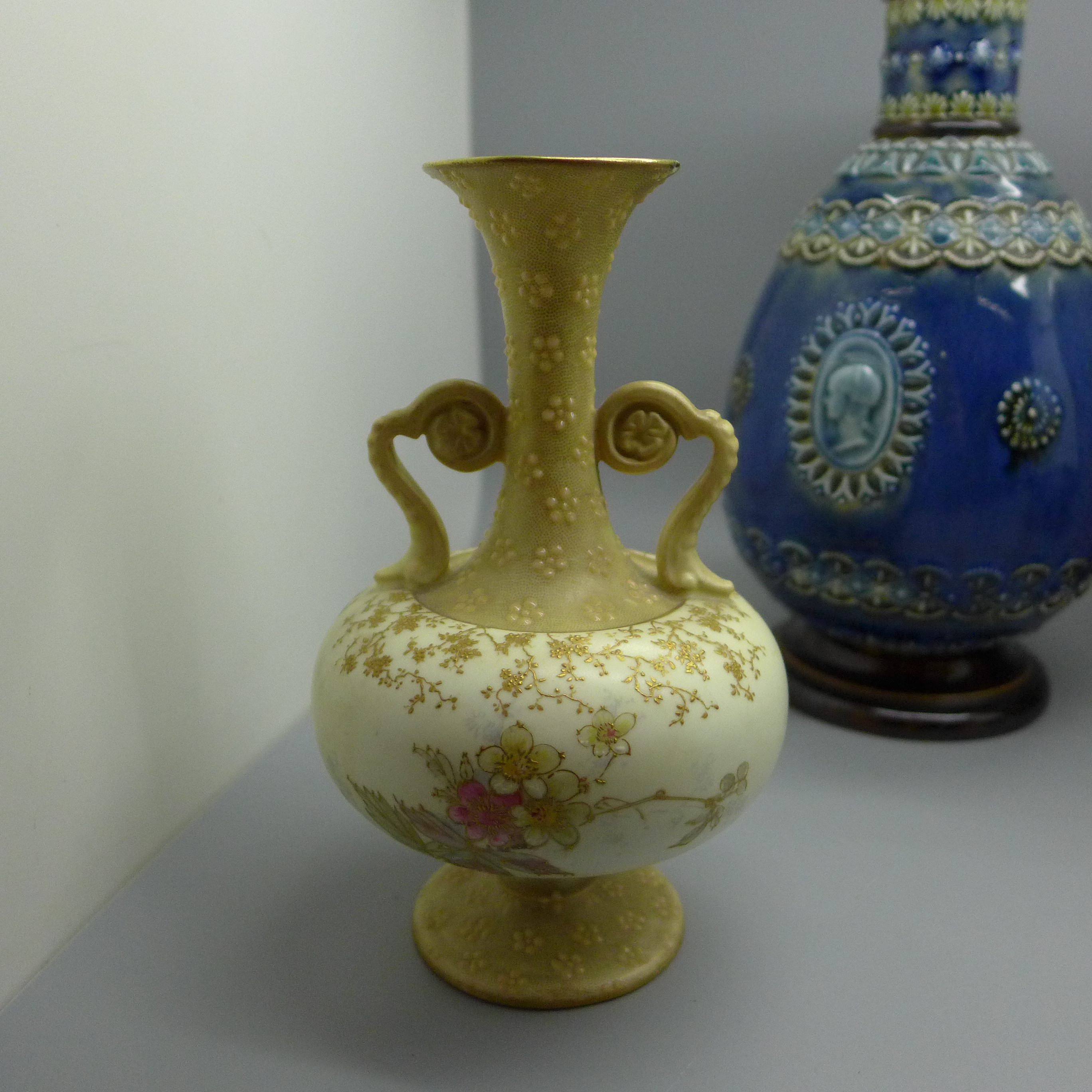 A Doulton Lambeth stoneware vase, a Doulton Burslem vase, a Moorcroft small bowl, all a/f and an - Image 4 of 13