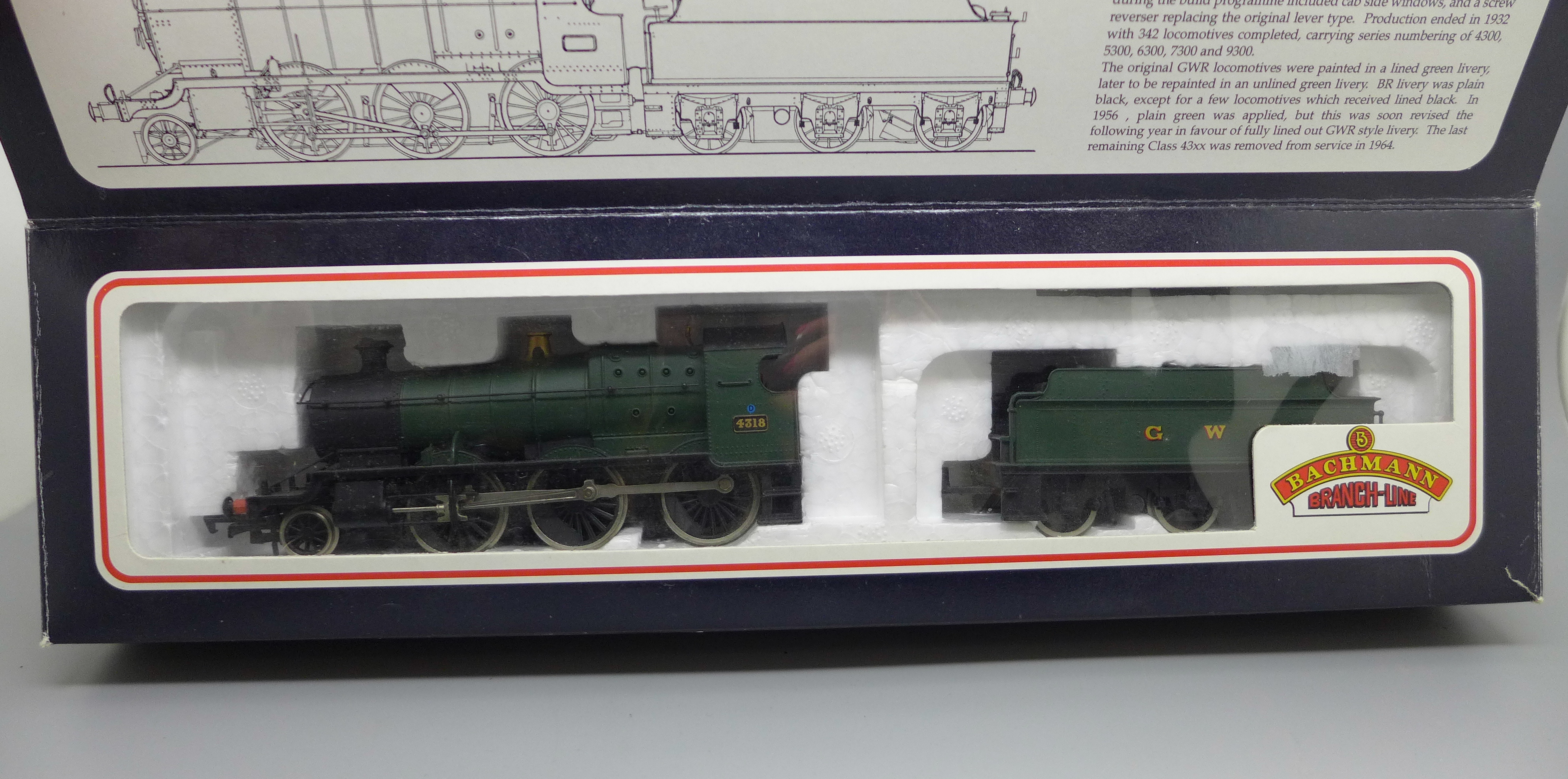 A Bachmann OO gauge locomotive and tender, 43xx 2-6-0, boxed
