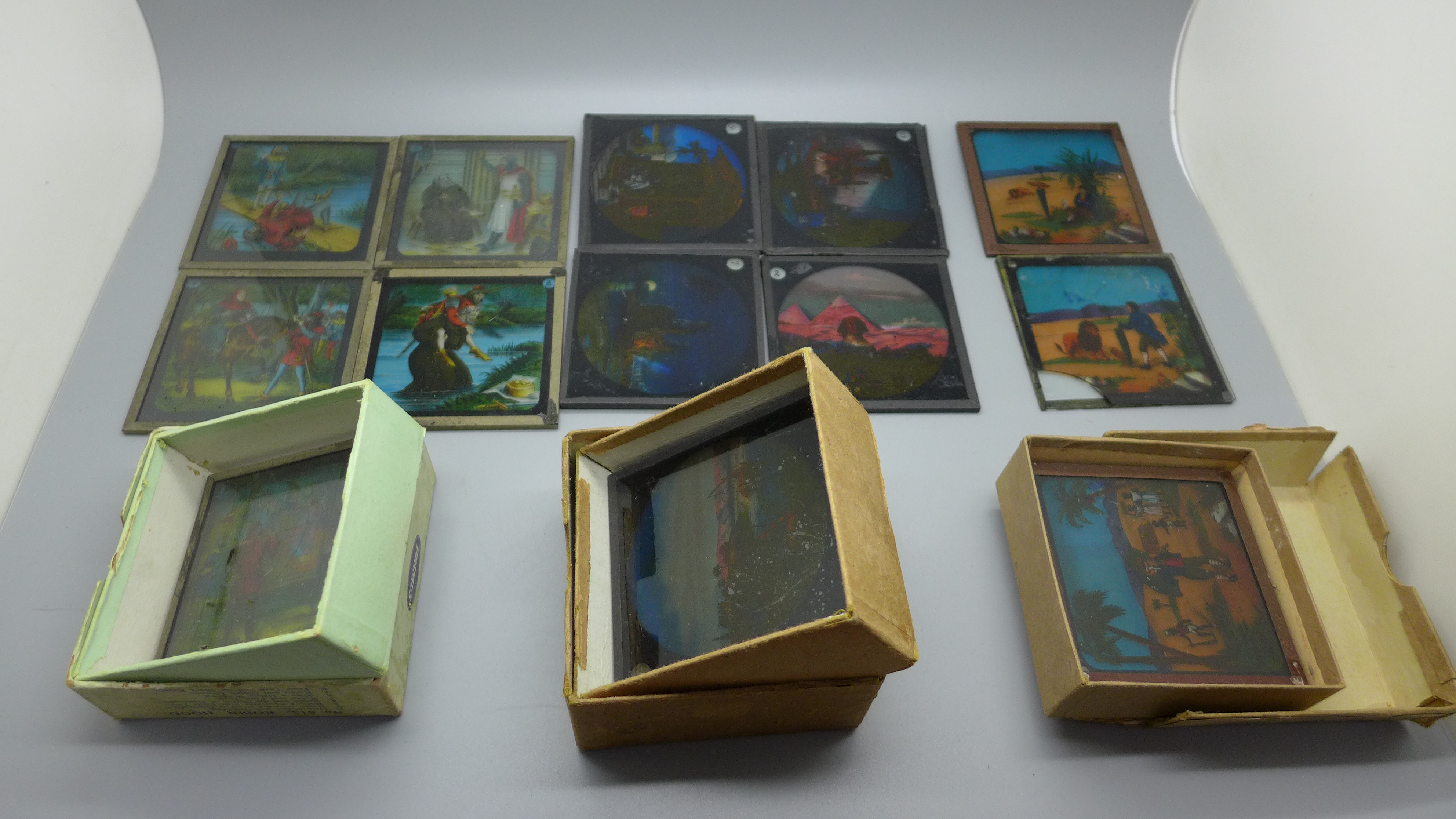Three boxes of lantern slides