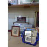 Assorted paintings and prints, including a signed limited edition etching, Botanic 4, numbered 2/8