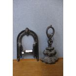 A Victorian cast iron boot scraper and a door porter