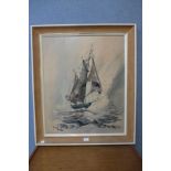 A Ben Maile print, The Ketch, framed