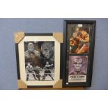 Two Mike Tyson boxing prints, framed