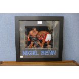 A Nigel Benn v Chris Eubank photographic print, bearing signature, framed