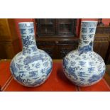 A pair of large Chinese blue and white porcelain vases