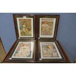 A set of four Art Nouveau Alphonse Mucha prints, framed