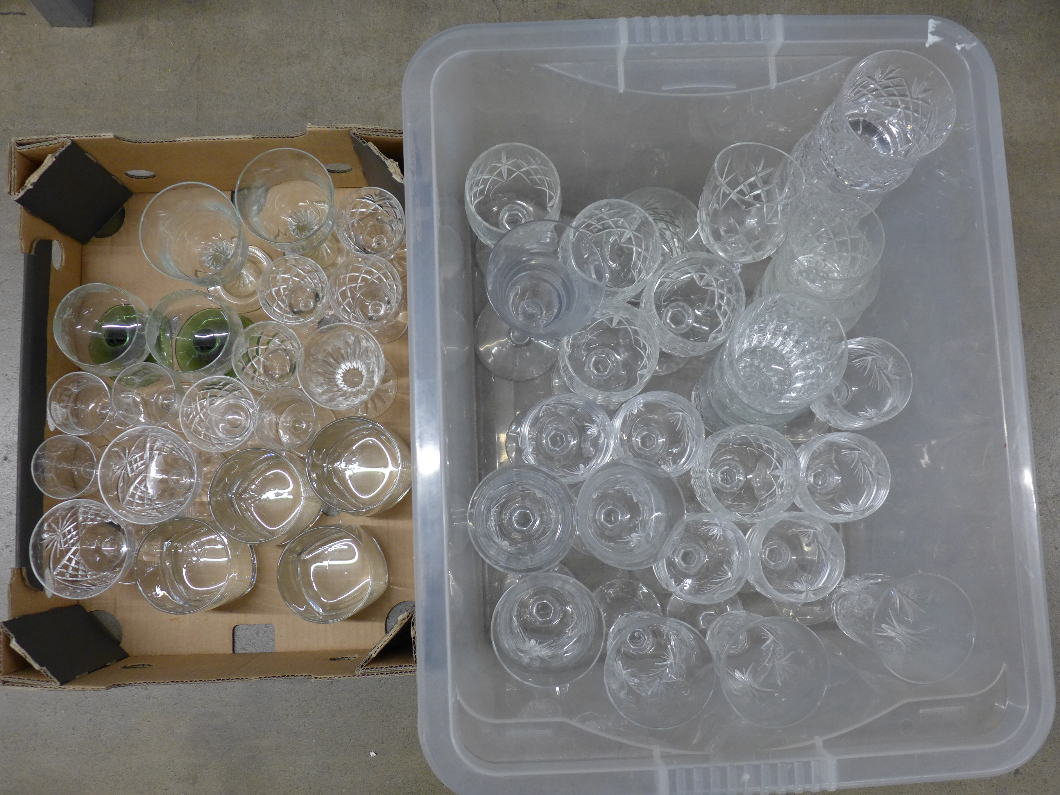 Cut glass and crystal drinking glasses, wines, tumblers, sherry and others **PLEASE NOTE THIS LOT IS