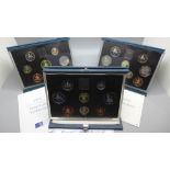 Three Royal Mint UK Proof Coin Collection, 1990, 1992 and 1994